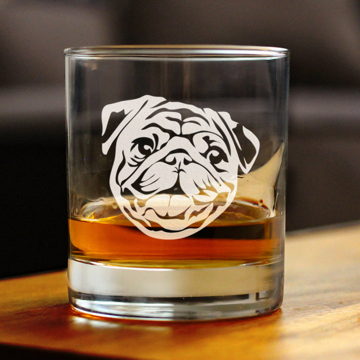 Happy Pug Whiskey Rocks Glass