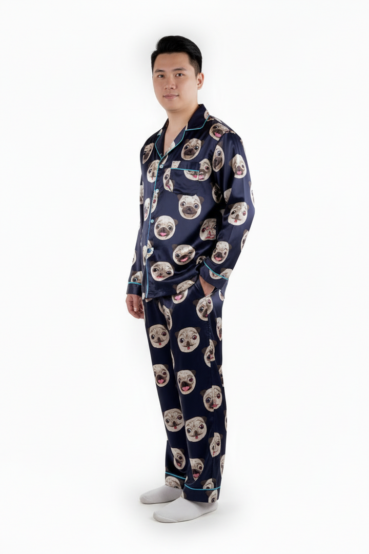 Christmas Pug Matching Family Satin Pajamas with Pockets
