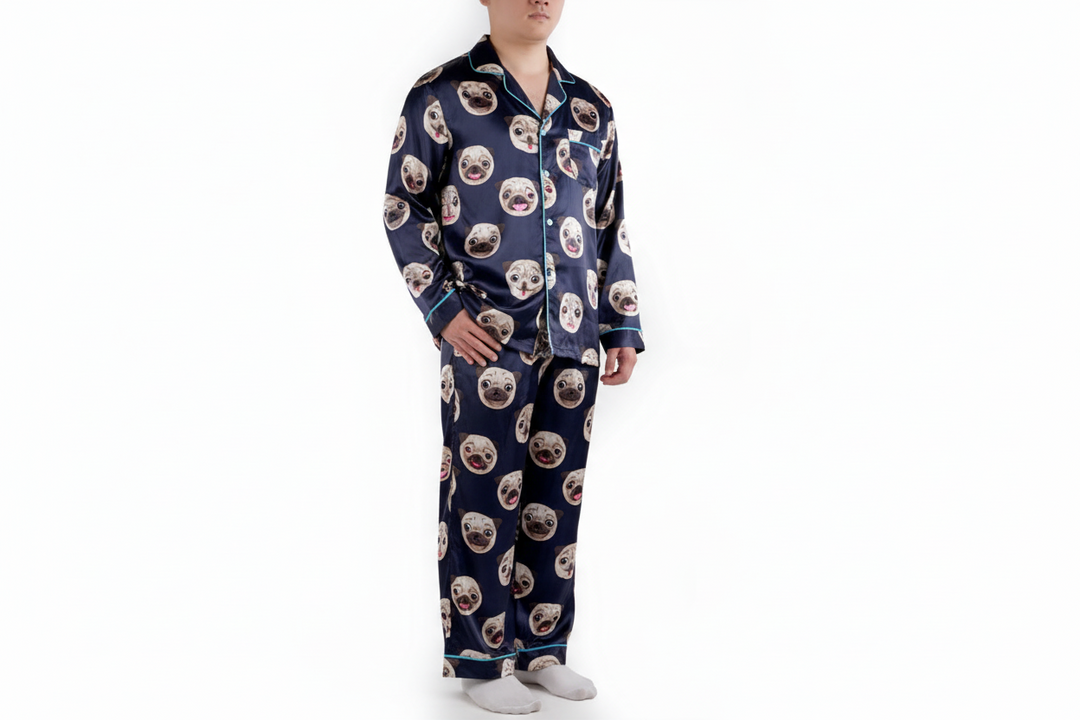 Christmas Pug Matching Family Satin Pajamas with Pockets