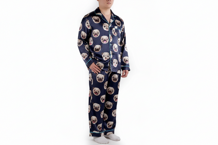 Christmas Pug Matching Family Satin Pajamas with Pockets