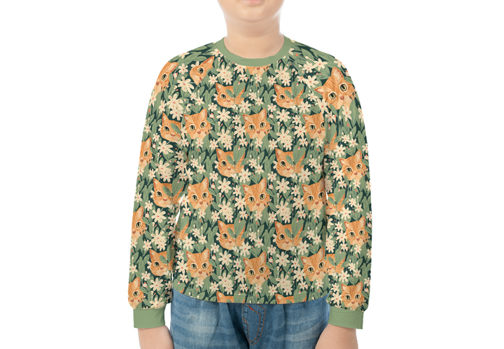 Orange Cat Raglan Pajamas: Adult and Kids, PJ Set or Separates with pockets