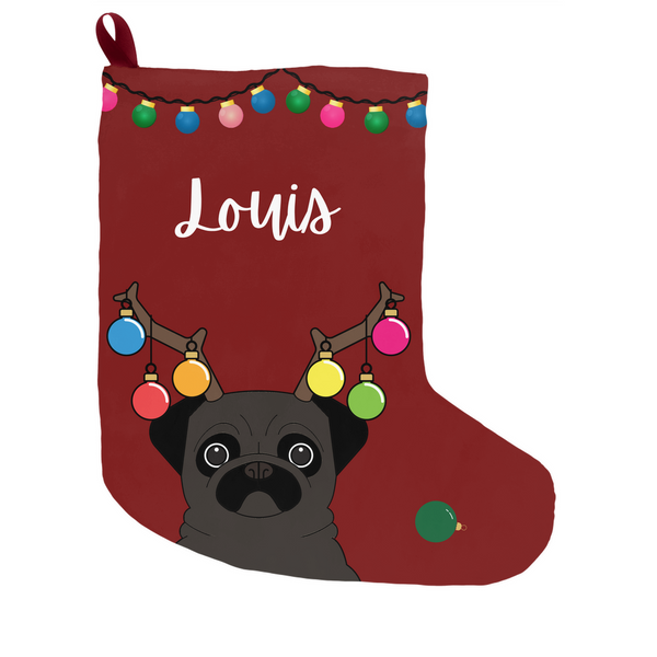 Pug Christmas Bulb Personalized Stocking