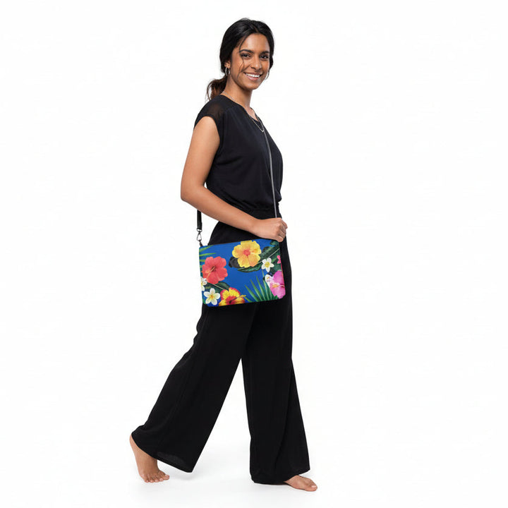 Large Tropical Pug Butt Faux Leather Crossbody Bag