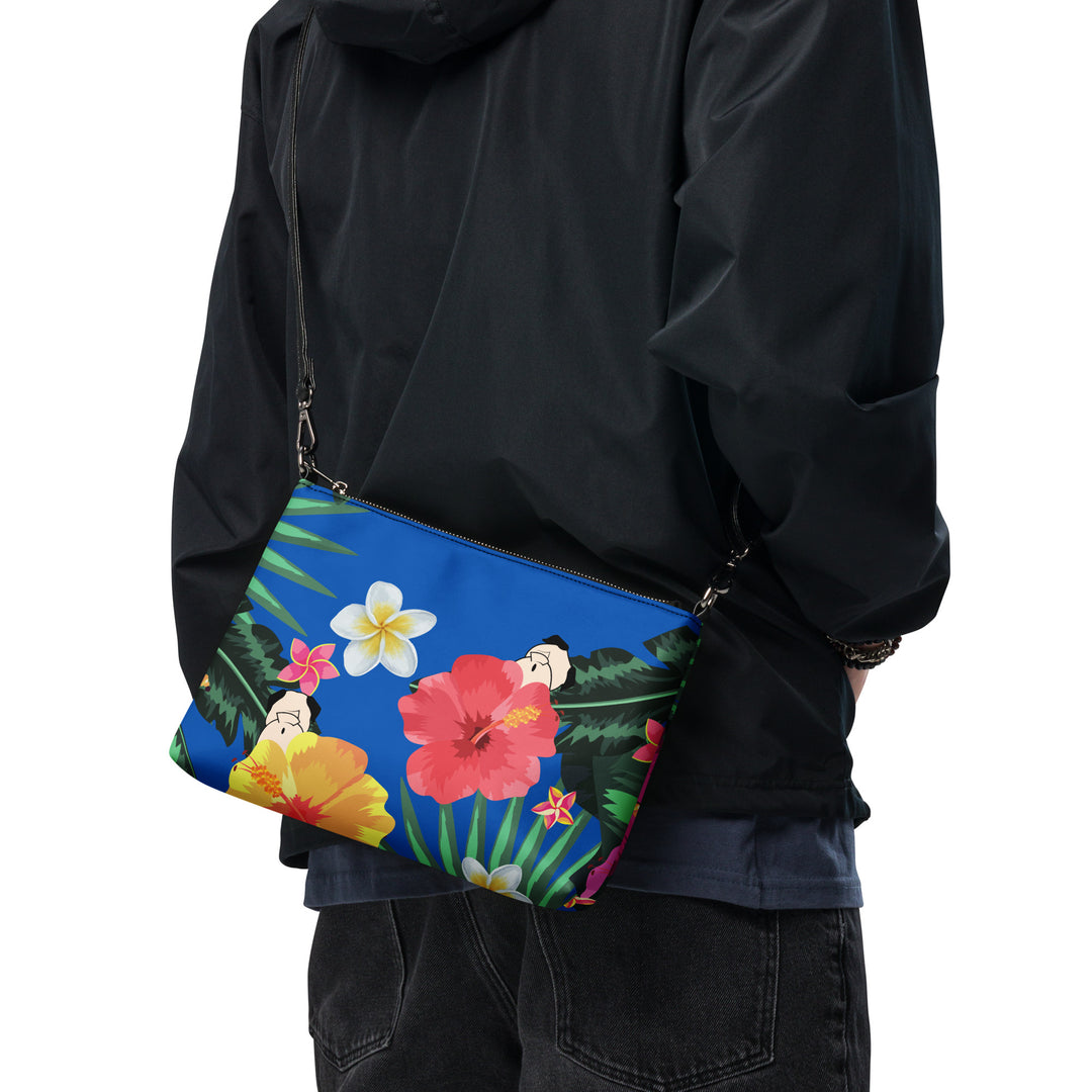 Large Tropical Pug Butt Faux Leather Crossbody Bag