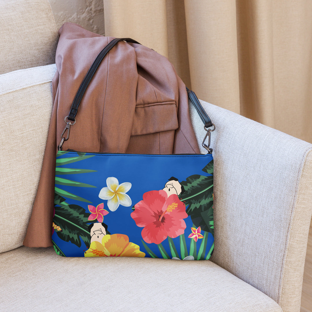Large Tropical Pug Butt Faux Leather Crossbody Bag