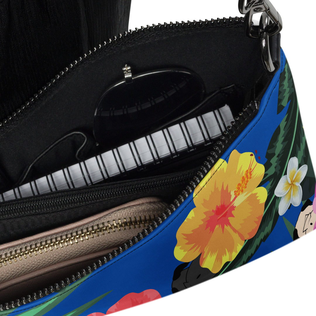 Large Tropical Pug Butt Faux Leather Crossbody Bag