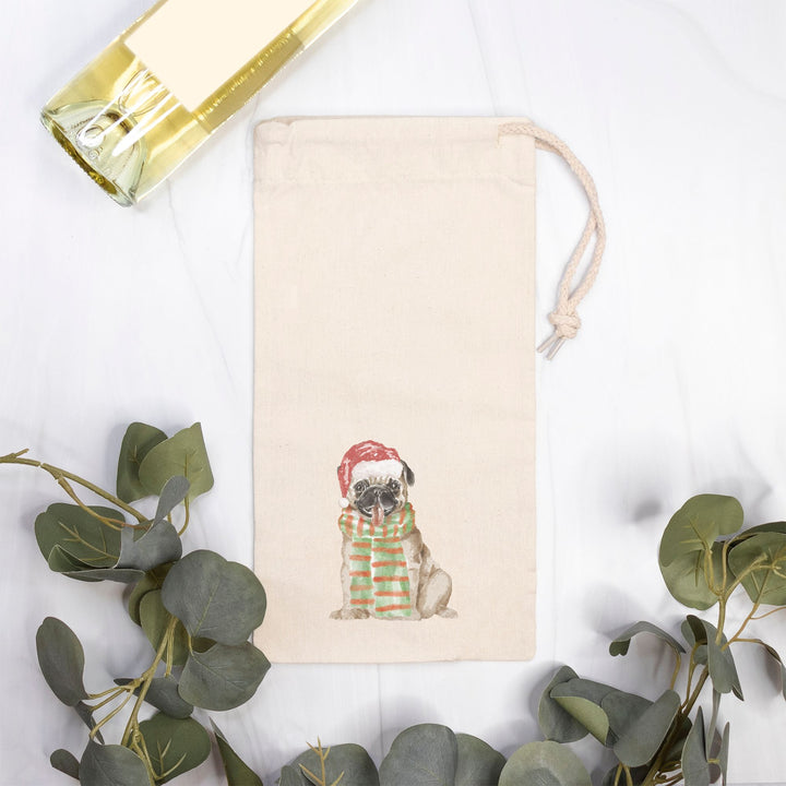 Christmas Pug Double Wine Tote