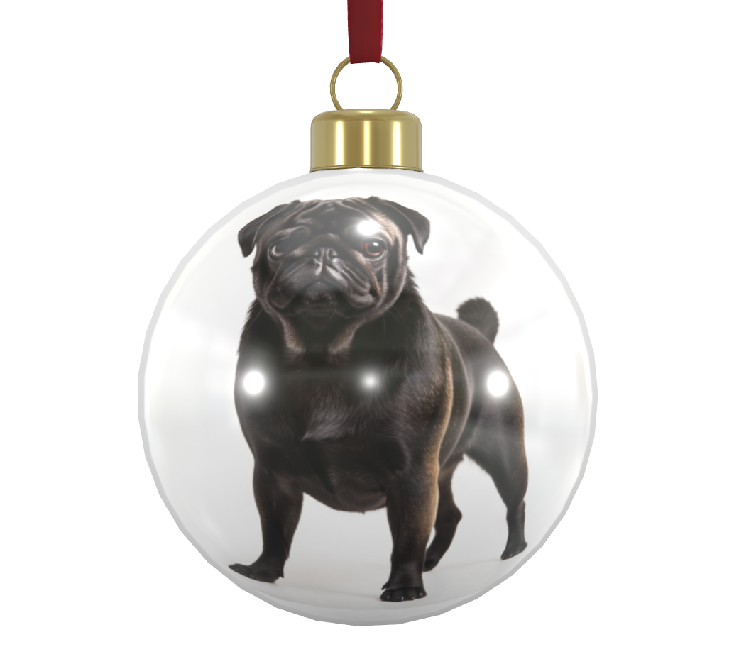 Pug Christmas Baubles in Fawn or Black | Personalize the bulb with your pug's name and more