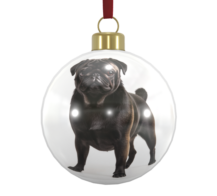 Pug Christmas Baubles in Fawn or Black | Personalize the bulb with your pug's name and more