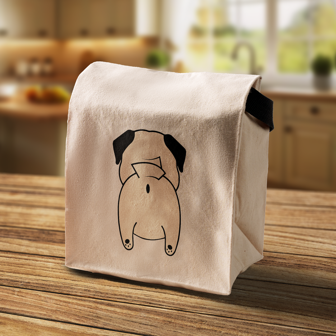Pug Butt Cotton Canvas Lunch Bag - Personalize it!