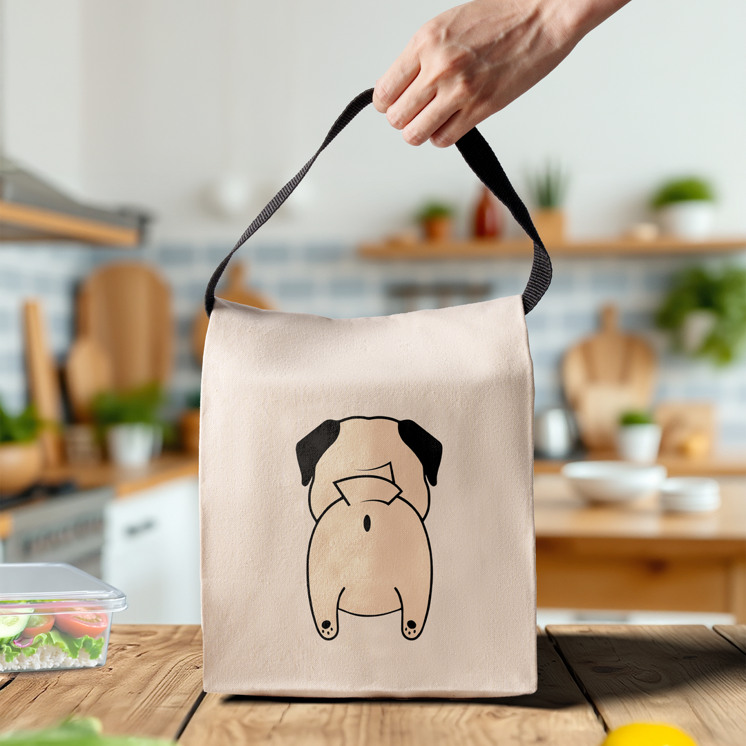 Pug Butt Cotton Canvas Lunch Bag - Personalize it!