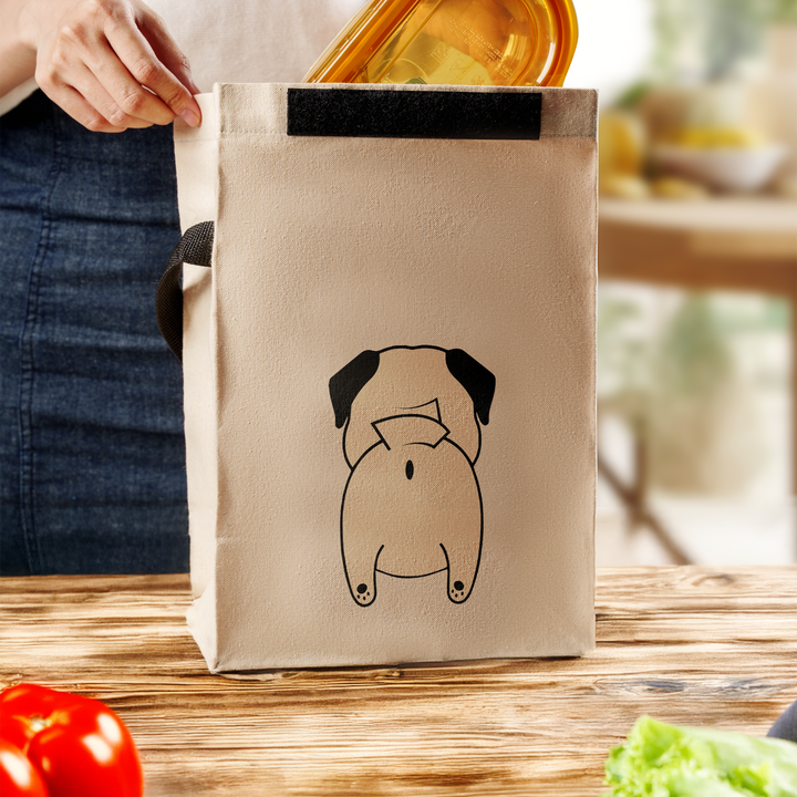 Pug Butt Cotton Canvas Lunch Bag - Personalize it!