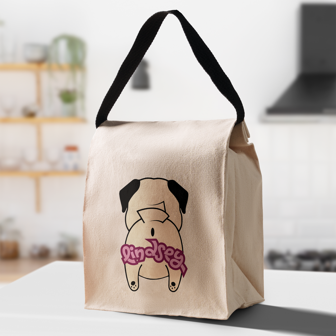 Pug Butt Cotton Canvas Lunch Bag - Personalize it!