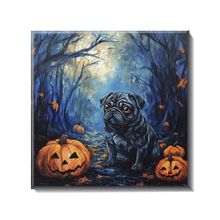 Black Pug Halloween Tile