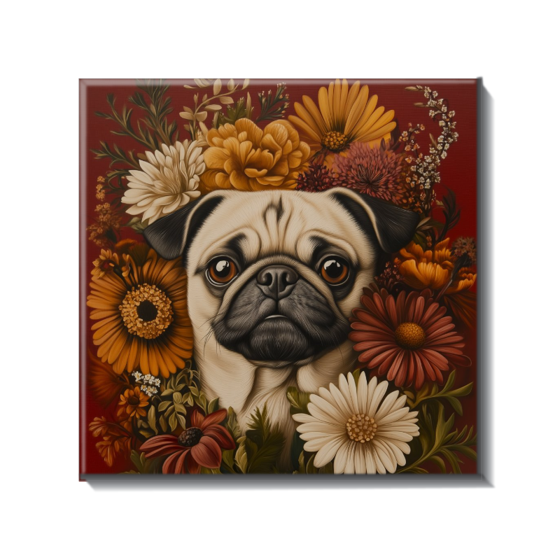 Fall Floral Pug Tile – Pug Life