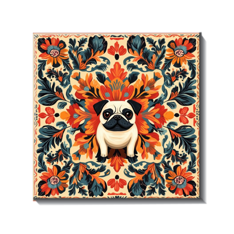 Scandinavian Inspired Pug Tile with Stand