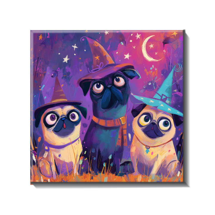 Halloween Pugs Ceramic Tile