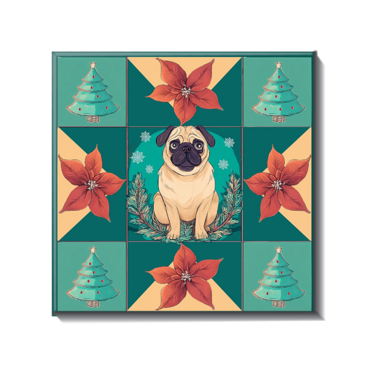 Christmas Pug Ceramic Tile