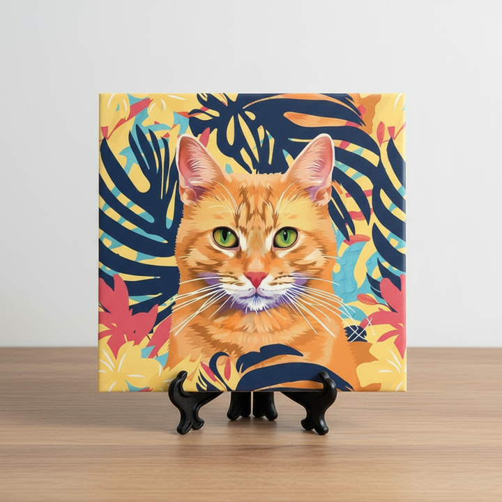 Arlowe: Tropical Orange Cat Ceramic Tile