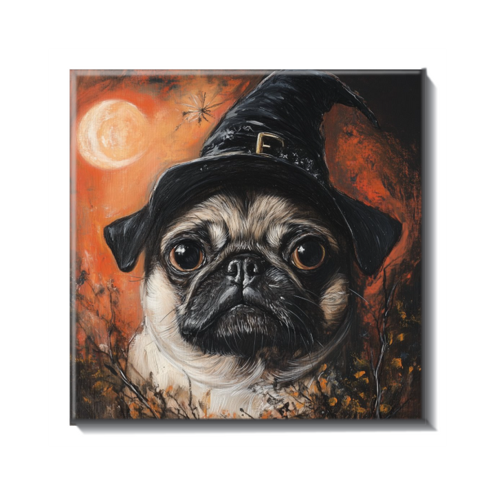 Witchy Pug Ceramic Tile