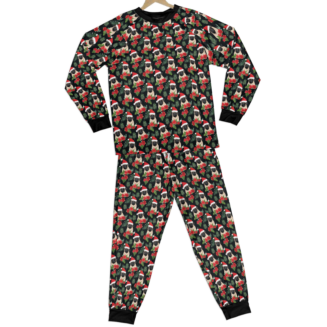 Santa Pug Pajama Set in Kids and Adult Sizes, Matching Family PJs