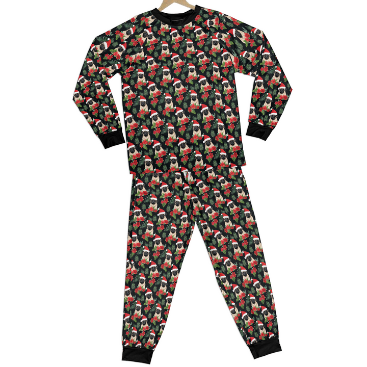 Santa Pug Pajama Set in Kids and Adult Sizes, Matching Family PJs
