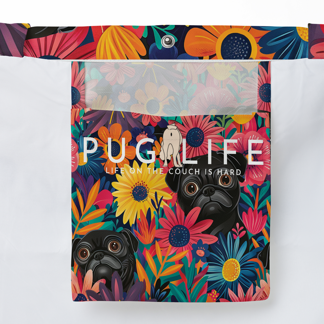 Daisy Black Pug Large Tote Bag