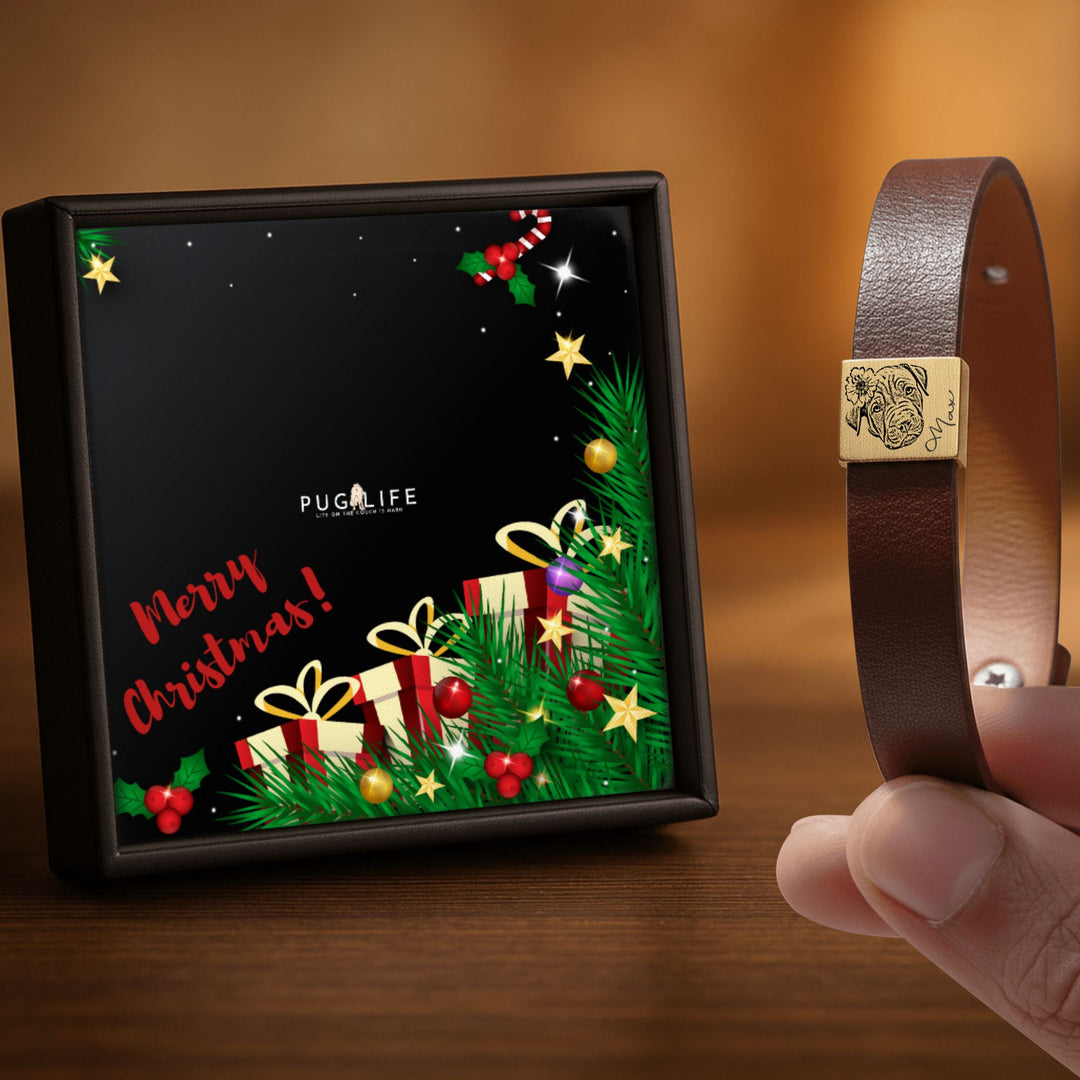 Personalized Engraved Pet Portrait Leather Bracelet