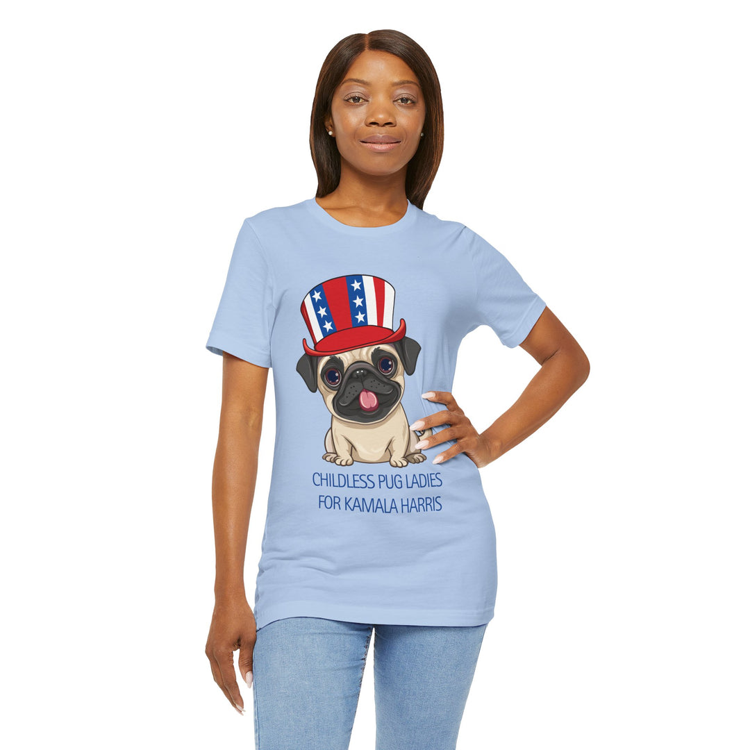 Childless Pug Ladies for Kamala Harris Patriotic Pug Shirt