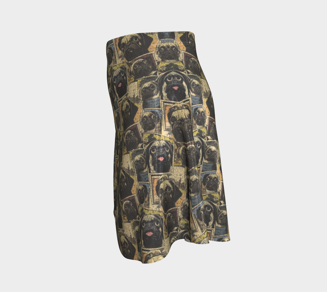 Pug Comics Flare Skirt in Glitter or Signature Performance Knit