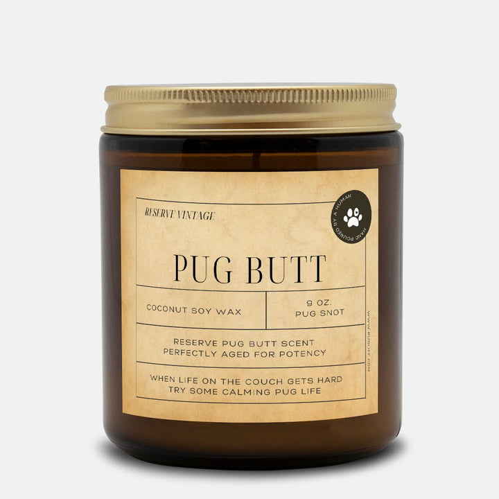 Reserve Pug Vintage from the Pug Butt Scented Candle Collection