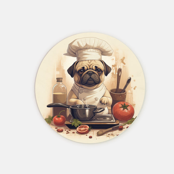 Chef Pug in the Kitchen Wooden Sign Pug Life