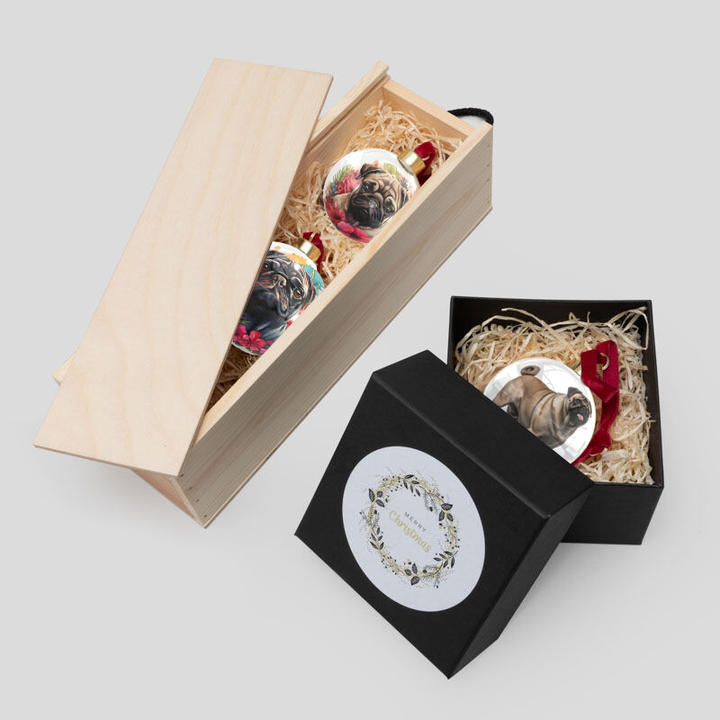 Tropical Pug Christmas Bulb Gift Set