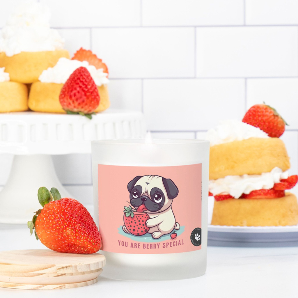 You Are Berry Special Frosted Glass Candle Pug Life