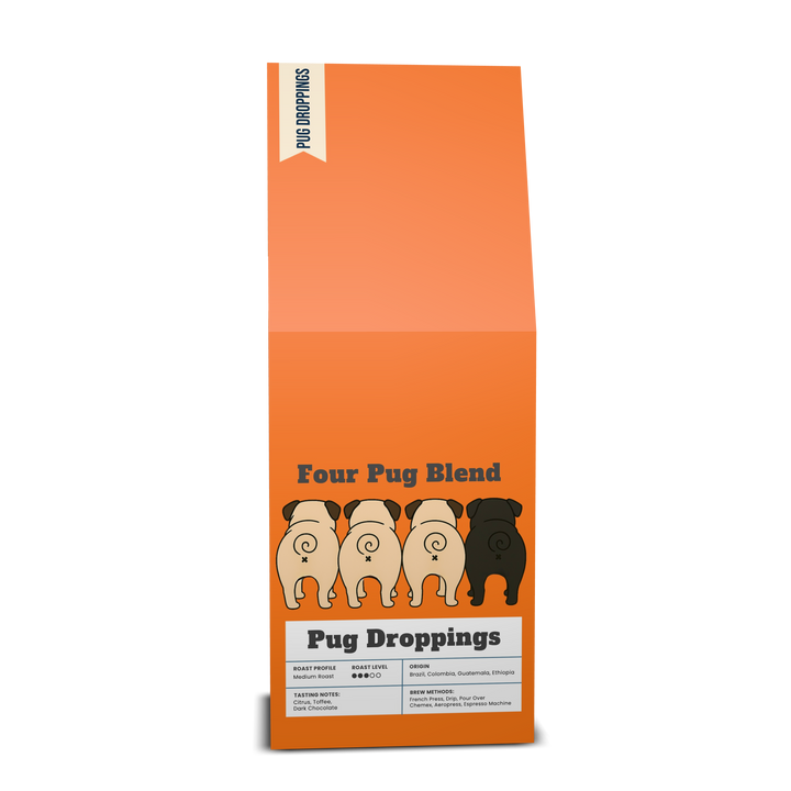 Four Pug Blend Pug Droppings Coffee Blend (Medium Roast)