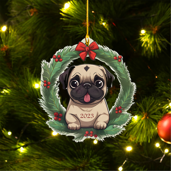 2023 Pug Life Wreath Ornament First Edition