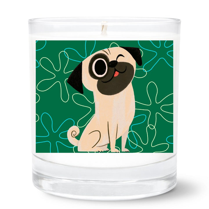 One-Eyed Pug Glass Tumbler Candle