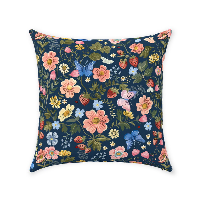 Strawberry Fields Floral Throw Pillows with or without insert