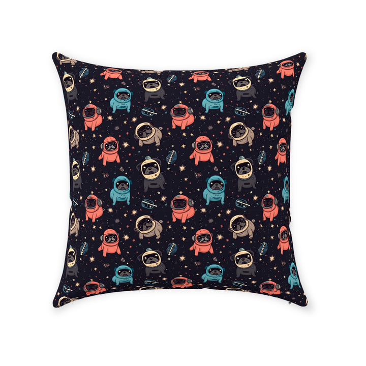 Space Pug Throw Pillows Pug Life