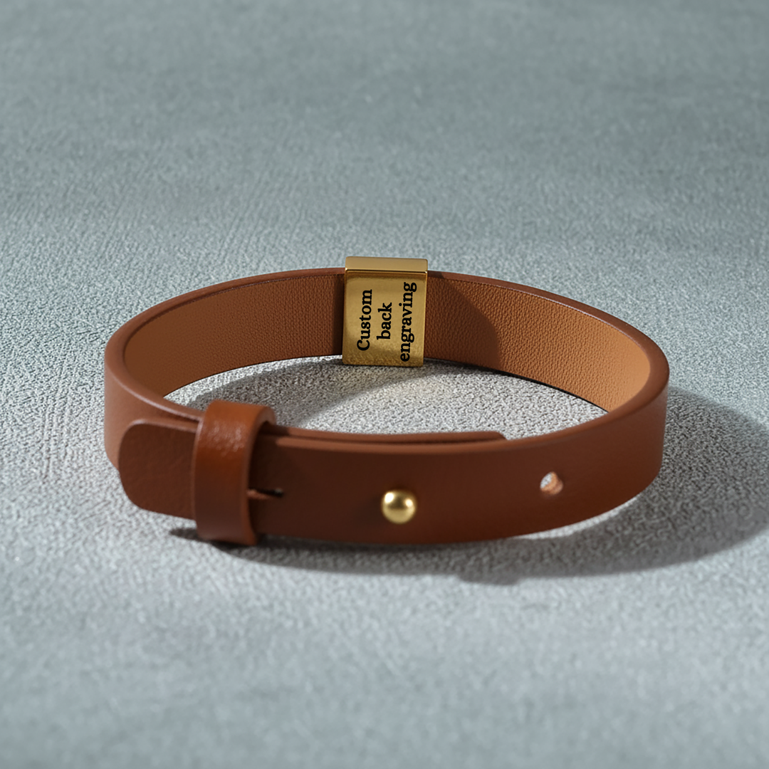 Personalized Engraved Pet Portrait Leather Bracelet