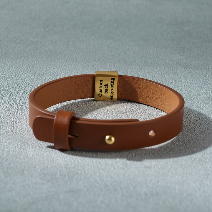 Personalized Engraved Pet Portrait Leather Bracelet