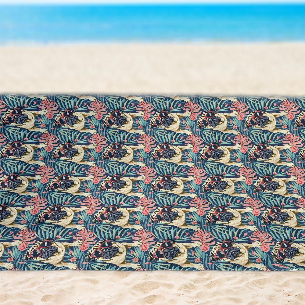 Sunglasses Pug Sand-Proof Tropical Outdoor Blanket