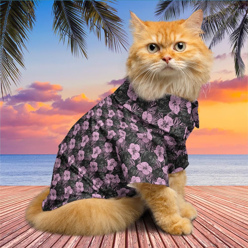 One Eyed Pug Pink Pet Aloha Shirt