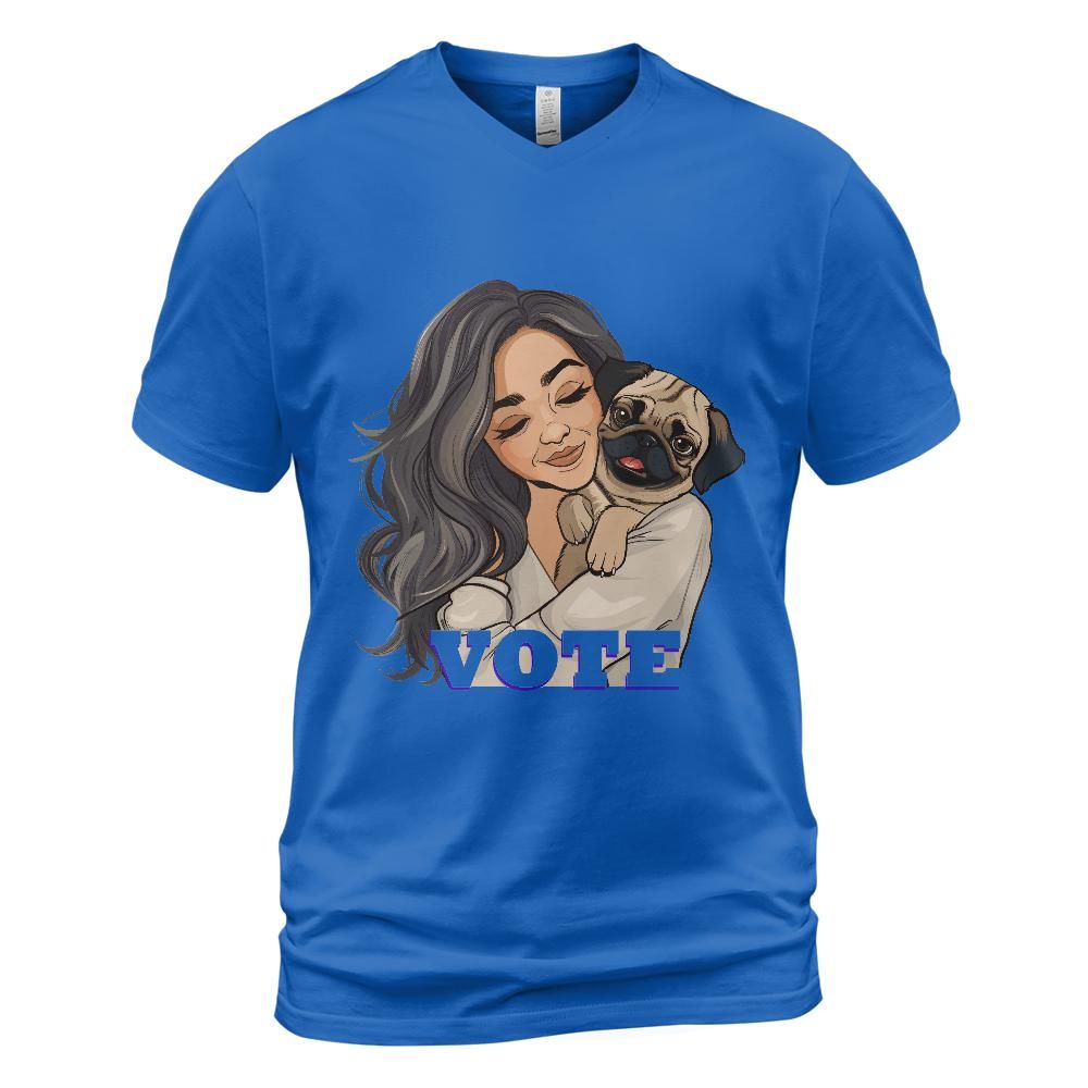 Woman Holding Pug Vote Shirt for 2024 Election