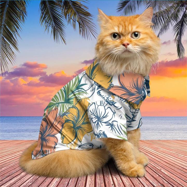 Large Pug Flowers Pet Aloha Shirt