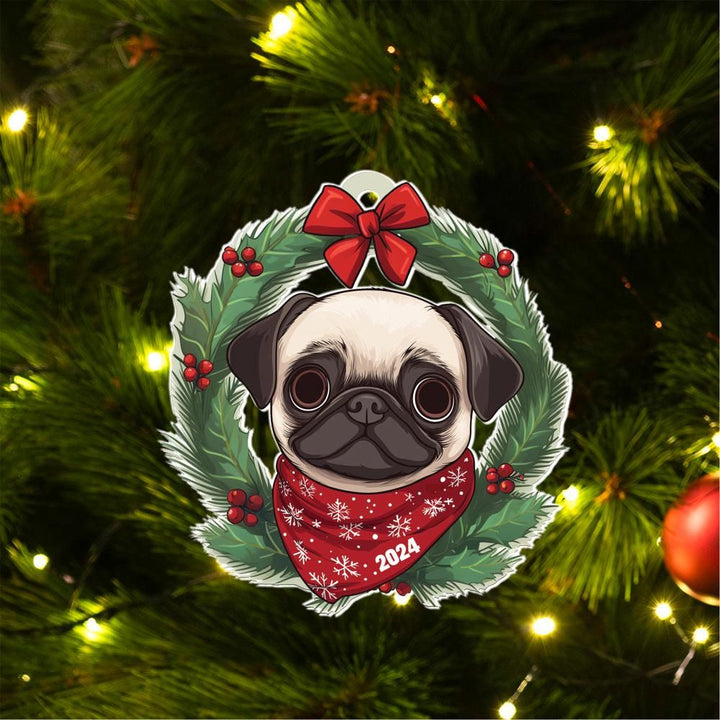 2024 Pug Life Wreath Ornament Second Edition