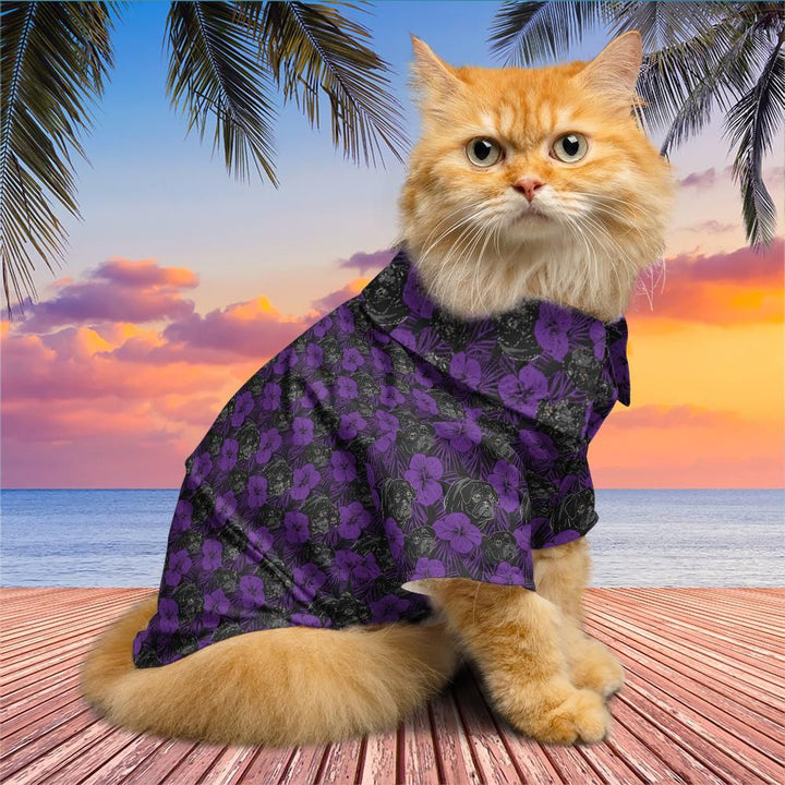 One Eyed Pug Purple Pet Aloha Shirt