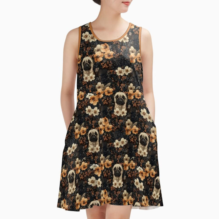 Late Season Spice Aloha Pug Tank Dress with pockets