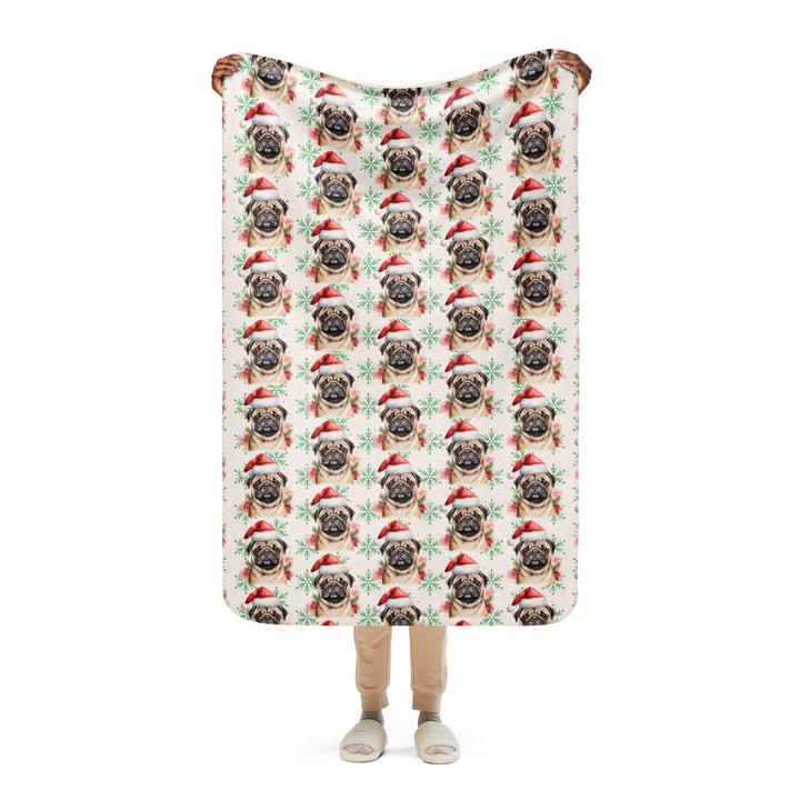 Santa Pug Christmas Sherpa blanket