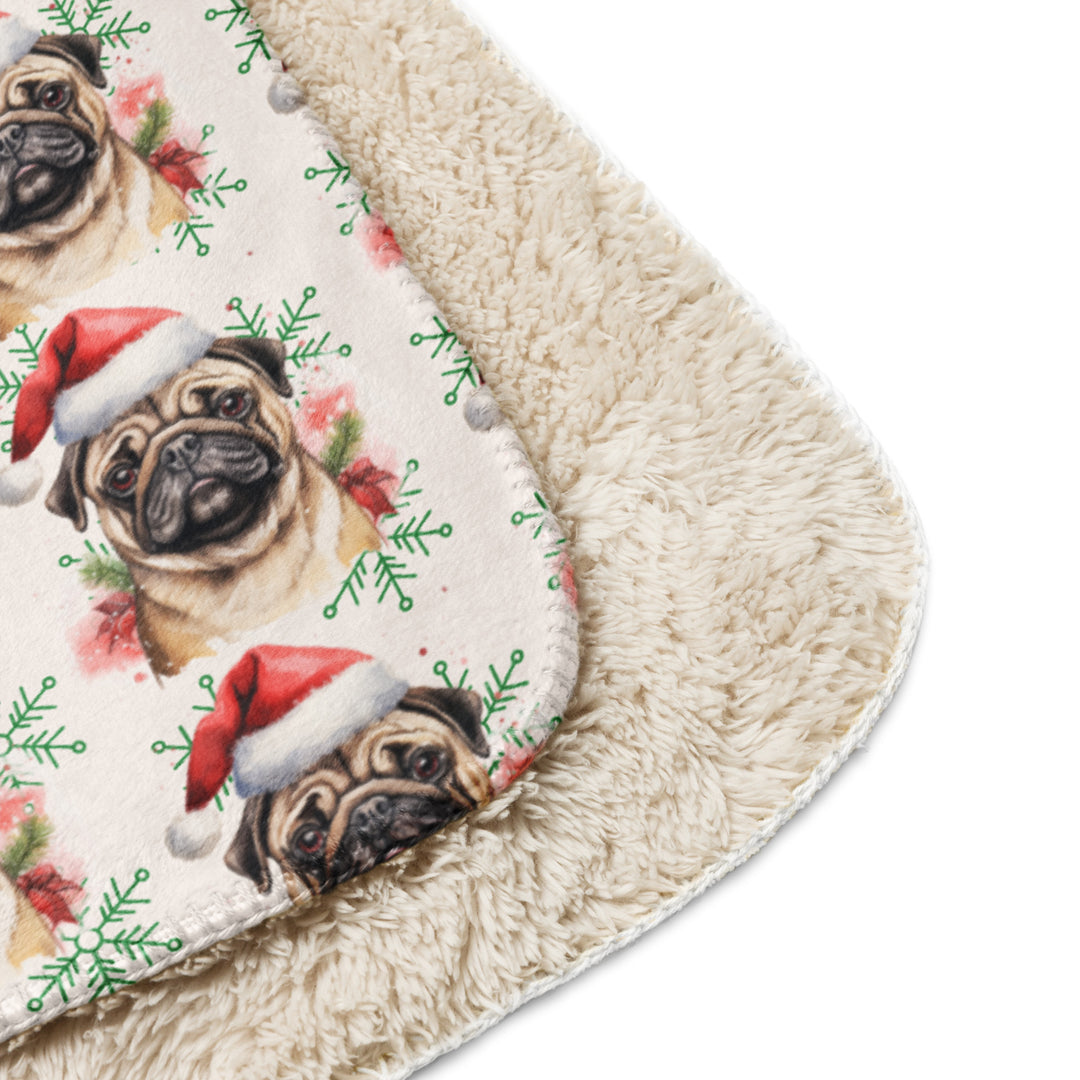 Santa Pug Christmas Sherpa blanket